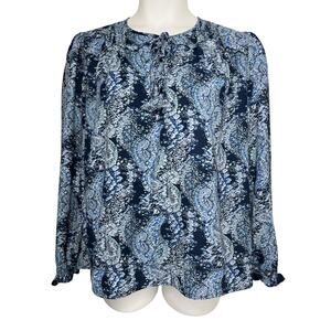 Joie Women's Size Large L Floral Paisley Tunic‎ Top Long Sleeve Blouse